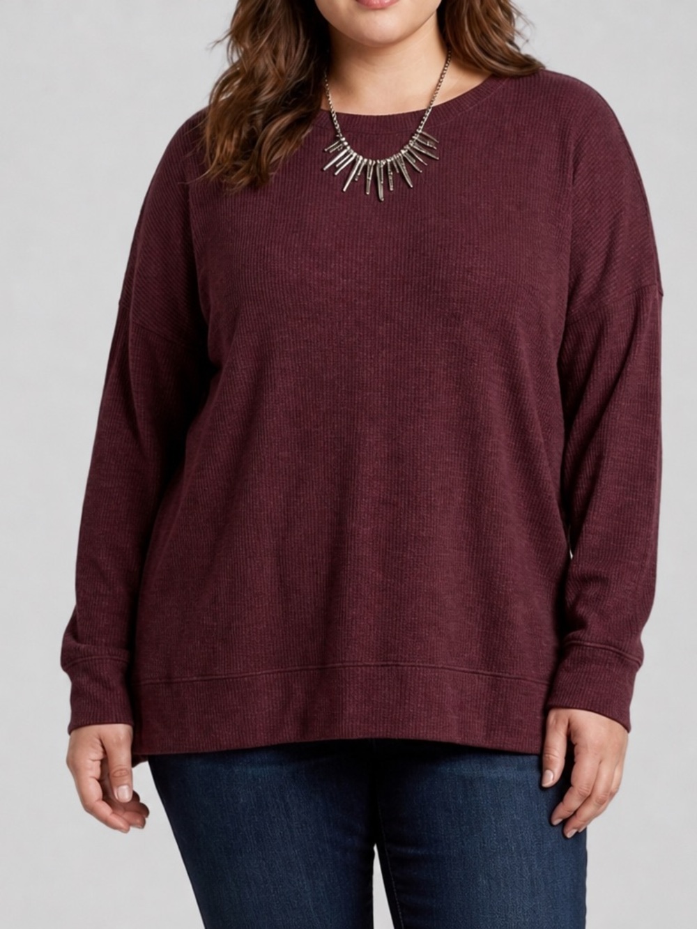 BUFFALO DAVID BITTON Burgundy Long Sleeve Stretch Tee 1X